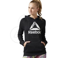 Bluza damska Reebok czarna BK6469. Czarne bluzy damskie Reebok, bez wzorów, z bawełny, bez rękawów, bez kaptura. Za 154,00 zł.