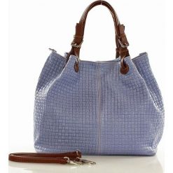 Kuferki damskie: Skórzana torebka shopper MAZZINI FLORENCE ultra fiolet