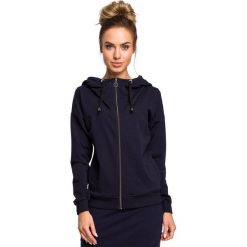 Bluza z kapturem zasuwana na zamek - granatowa. Bluzy damskie Moe, s, bez wzorów, z elastanu, bez rękawów, z kapturem. W wyprzedaży za 179,00 zł.