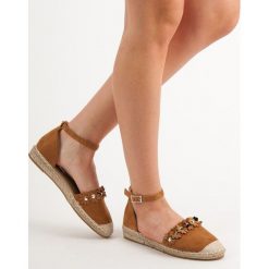 CAMELOWE ESPADRYLE Z KWIATAMI. Szare baleriny damskie BEST SHOES, bez wzorów, bez obcasa. Za 40,90 zł.