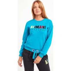BLUZA Armani Exchange. Niebieskie bluzy damskie Armani Exchange, s, z haftami, bez rękawów, bez kaptura. Za 589,00 zł.