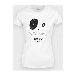 Koszulka damska Kot Meow. Koszulki damskie MegaKoszulki, m, bez wzorów, z bawełny, z podwójnym kołnierzykiem. Za 49,90 zł.