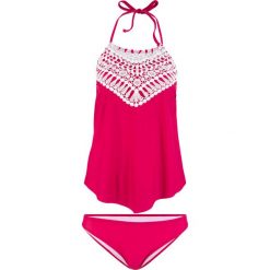 Tankini (2 części) bonprix ciemnoróżowo-biały. Różowe stroje kąpielowe damskie bonprix, bez wzorów. Za 109,99 zł.