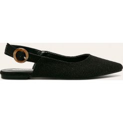 Answear - Baleriny. Czarne baleriny damskie ANSWEAR, bez wzorów, z gumy, bez obcasa, na obcasie. W wyprzedaży za 79,90 zł.