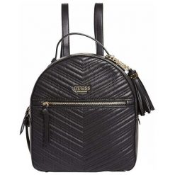 Guess Damski plecak Liz pikowany Backpack Black. Czarne plecaki damskie Guess, z aplikacjami. W wyprzedaży za 545,00 zł.