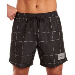 Calvin Klein Męskie szorty Medium Drawstring KM0KM00306-055 Cube Logo Black (rozmiar XL). Czarne kąpielówki męskie Calvin Klein, xl, bez wzorów, z materiału. W wyprzedaży za 214,00 zł.