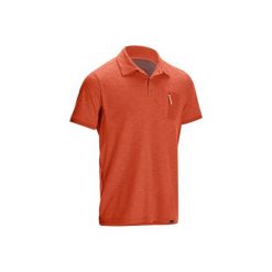Koszulka polo turystyczna TRAVEL 100 męska. Pomarańczowe koszulki męskie FORCLAZ, xl, bez wzorów, z elastanu, bez rękawów. Za 59,99 zł.