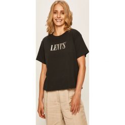 Levi's - T-shirt. Czarne bluzki damskie Levi's®, s, z nadrukiem, z bawełny, casualowe, z okrągłym kołnierzem, z krótkim rękawem. Za 129,90 zł.