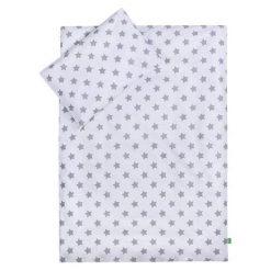 LULANDO Komplet pościeli, szare gwiazdki na białym tle, 100x135 + 40x60 cm uniwersalny. Szare komplety niemowlęce Lulando, bez wzorów. Za 132,86 zł.