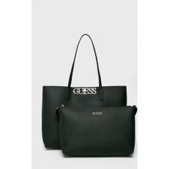 Guess Jeans - Torebka. Różowe torby damskie na zakupy Guess Jeans, z aplikacjami, z bawełny, na ramię, duże, bez dodatków. Za 629,90 zł.