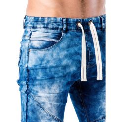 SPODNIE MĘSKIE JEANSOWE JOGGERY P174 - NIEBIESKIE. Niebieskie joggery męskie Ombre Clothing, z bawełny. Za 79,00 zł.