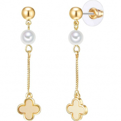 Kolczyki z perłami. Żółte kolczyki damskie Pearls Special, z perłą, z mosiądzu. W wyprzedaży za 58,95 zł.