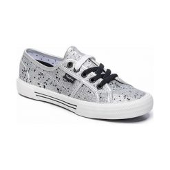 Trampki w kolorze srebrnym. Szare trampki i tenisówki damskie Melissa, Pepe Jeans, bez wzorów, z materiału, na sznurówki. W wyprzedaży za 99,95 zł.