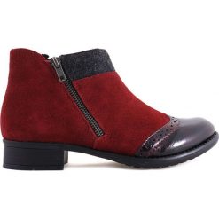 BOTKI DAMSKIE RIE Y6461 BOR. Botki damskie Rieker, ze skóry, bez obcasa, bez zapięcia. Za 169,00 zł.