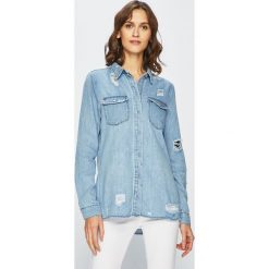 Only - Koszula. Niebieskie bluzki damskie marki ONLY, bez wzorów, z bawełny, klasyczne, z klasycznym kołnierzykiem, z długim rękawem. Za 219,90 zł.