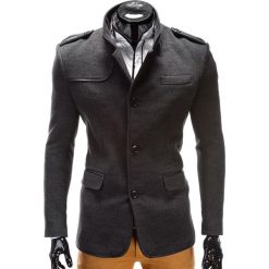 PŁASZCZ MĘSKI C92 AUGUSTIN - GRAFITOWY. Szare płaszcze męskie marki Ombre Clothing, s, z poliesteru, eleganckie. Za 145,00 zł.