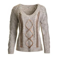 Swetry klasyczne damskie: Desigual Sweter Damski Maravillas Xs Beżowy