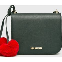 Love Moschino - Torebka. Zielone listonoszki damskie Love Moschino, bez wzorów, ze skóry, na ramię, małe, bez dodatków. W wyprzedaży za 359,90 zł.