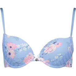 Biustonosz push-up "Anouk" w kolorze błękitnym ze wzorem. Niebieskie biustonosze Lascana & Co., z nadrukiem, z koronki. W wyprzedaży za 59,95 zł.
