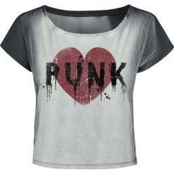 Outer Vision Punk Heart Koszulka damska szary. Szare bluzki z odkrytymi ramionami marki Outer Vision, l, z nadrukiem, z dekoltem w łódkę, z krótkim rękawem. Za 99,90 zł.