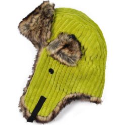 Czapka damska Uszanka Sztruksowa limonkowo-brązowa. Brązowe czapki zimowe damskie Art of Polo, ze sztruksu. Za 37,60 zł.