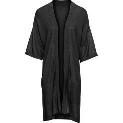 Kardigan bonprix czarny. Czarne swetry damskie marki bonprix, bez wzorów, bez rękawów, bez kaptura. Za 74,99 zł.