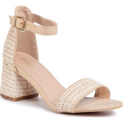 Sandały DEEZEE - KL-5250-35 Beige. Brązowe klapki damskie DeeZee, bez wzorów, ze skóry ekologicznej, bez obcasa, na obcasie. Za 89,99 zł.