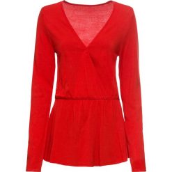 Sweter bonprix czerwony sygnałowy. Czerwone swetry damskie bonprix, bez wzorów, bez rękawów, bez kaptura. Za 74,99 zł.