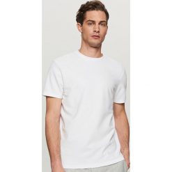 T-shirty męskie: Gładki t-shirt ze strukturalnej dzianiny – Biały