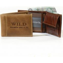 Portfele męskie: Portfel męski Wild – mini portfelik ze skóry
