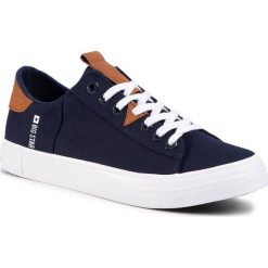 Tenisówki BIG STAR - FF174313 Navy. Niebieskie półbuty męskie BIG STAR, bez wzorów, z gumy, retro, bez zapięcia. Za 129,00 zł.