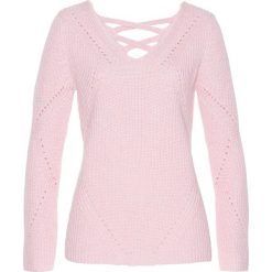 Sweter bonprix pastelowy jasnoróżowy melanż. Różowe swetry damskie bonprix, bez wzorów, z bawełny, bez rękawów, bez kaptura. Za 89,99 zł.