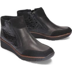 RIEKER 53782-00 black, botki damskie. Czarne botki damskie Rieker, z polaru, bez obcasa, na zamek. Za 269,90 zł.