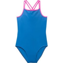 Kostium kąpielowy dziewczęcy bonprix lazurowy - różowy neonowy. Niebieskie stroje kąpielowe dziewczęce bonprix, bez wzorów. Za 34,99 zł.