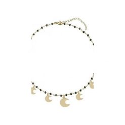 Srebrny pozłacany naszyjnik choker z czarnymi onyksami i księżycami. Żółte naszyjniki damskie marki Atdiament, z onyksem, srebrne. Za 169,00 zł.