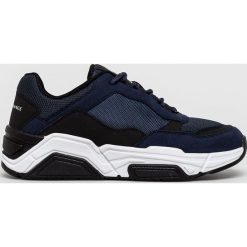 Armani Exchange - Buty XUX026.XV070. Niebieskie sneakersy męskie Armani Exchange, z gumy, na sznurówki. W wyprzedaży za 399,90 zł.