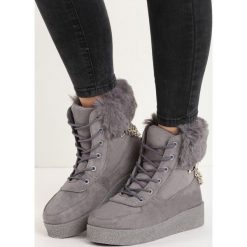 Ciemnoszare Śniegowce Heat Up. Szare buty zimowe damskie Born2be. Za 44,99 zł.
