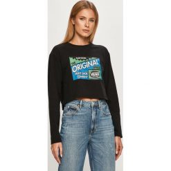 Vans - Bluza. Czarne bluzy damskie Vans, s, z nadrukiem, z elastanu, z długim rękawem, długie, bez kaptura. Za 259,90 zł.