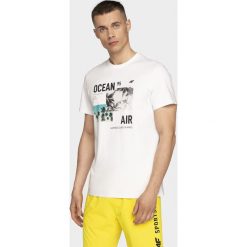 T-shirt męski TSM254 - biały. Białe koszulki męskie 4f, m, bez wzorów, z bawełny, bez kołnierzyka, bez rękawów. Za 59,99 zł.