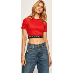 Calvin Klein Jeans - T-shirt. Czarne bluzki damskie Calvin Klein Jeans, s, bez wzorów, z elastanu, z okrągłym kołnierzem. Za 269,90 zł.