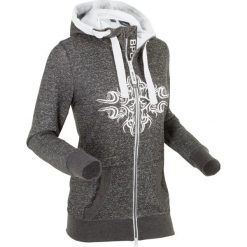 Bluzy damskie: Bluza rozpinana, długi rękaw bonprix czarny melanż