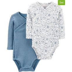 Body (2 szt.) w kolorze niebieskim i białym. Body niemowlęce Carter's. W wyprzedaży za 35,95 zł.