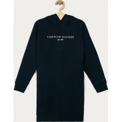 Tommy Hilfiger - Sukienka dziecięca 116-176 cm. Niebieskie sukienki dziewczęce TOMMY HILFIGER, z aplikacjami, z elastanu, z długim rękawem, długie, mini, proste. Za 299,90 zł.