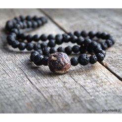 Naszyjniki męskie: naszyjnik MĘSKI :: granat & lawa