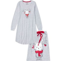 Koszula nocna z workiem upominkowym bonprix jasnoszary melanż z nadrukiem. Szare koszule nocne damskie bonprix, z nadrukiem. Za 44,99 zł.