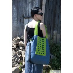 Torba hobo XXL - kobalt, limonka. Niebieskie torebki klasyczne damskie marki Pakamera, z syntetyku, duże. Za 139,00 zł.