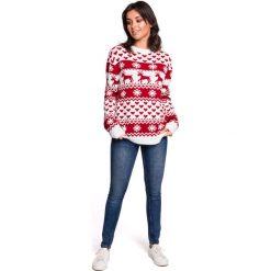 Sweter w świąteczny wzór - l/xl. Sukienki damskie e-margeritka.pl, na zimę, s, bez wzorów, wizytowe, bez kołnierzyka, z krótkim rękawem, krótkie, mini. Za 114,99 zł.