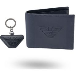 PORTFEL emporio armani. Niebieskie portfele męskie Emporio Armani, bez wzorów. Za 519,00 zł.