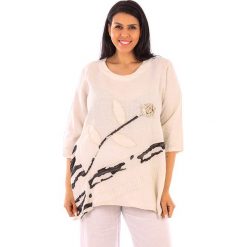 T-shirty damskie: Lniana koszulka w kolorze beżowym