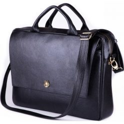 SKÓRZANA TORBA NA LAPTOPA FELICE CZARNA. Czarne torby na laptopa FeliceGold, w paski, z bawełny, eleganckie. Za 499,00 zł.